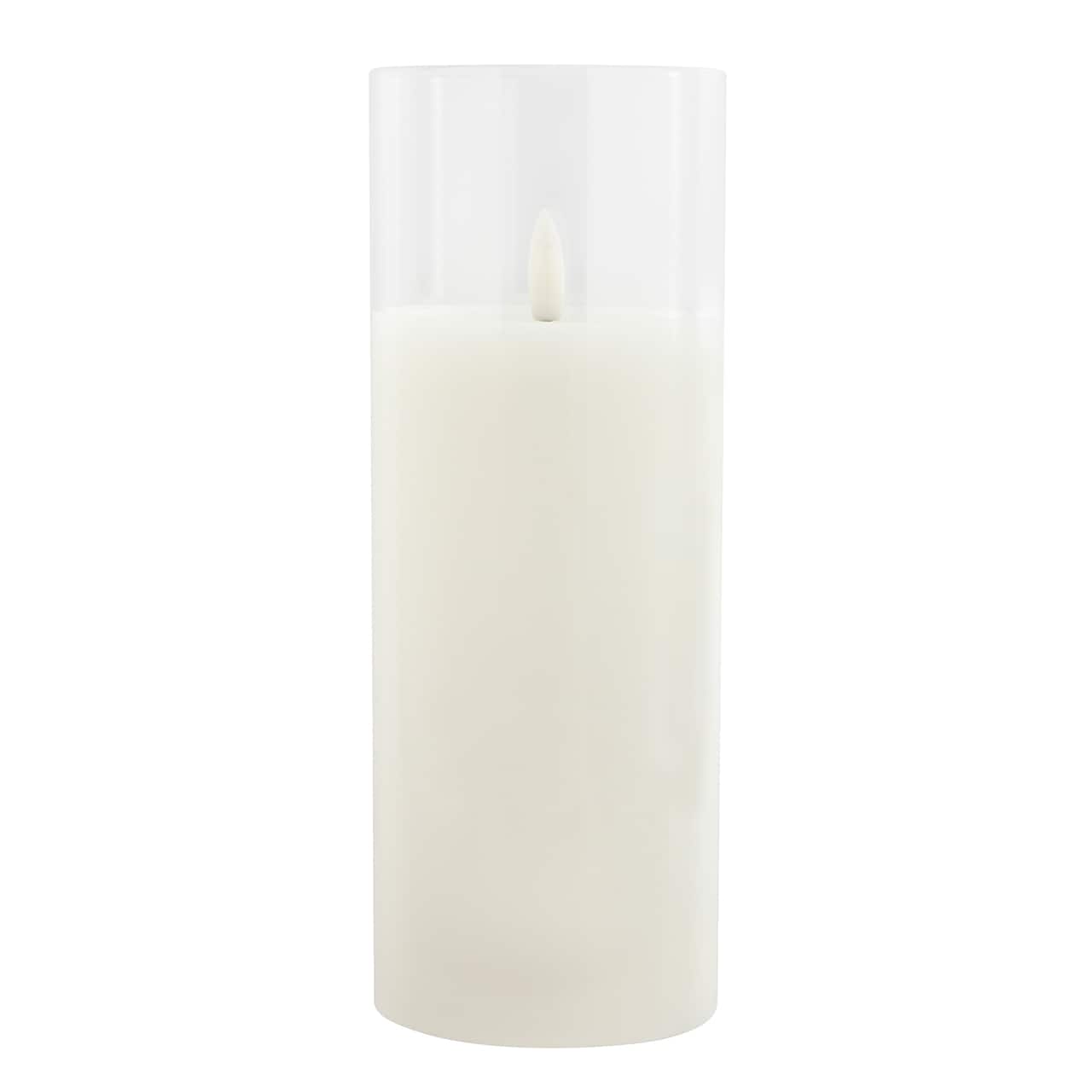 3" x 8" Flickering Flame LED Glass Wax Candle by Ashland®